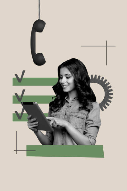 istock Creative trend collage of phone call talking customer service online client contact helpdesk weird bizarre unusual fantasy billboard 2201437778