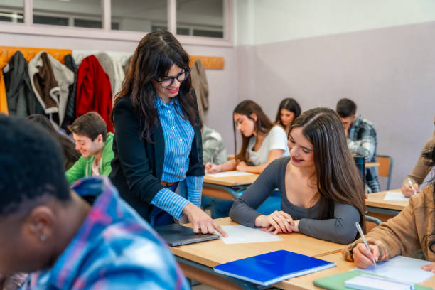Elementary school students taking lessons in the classroom