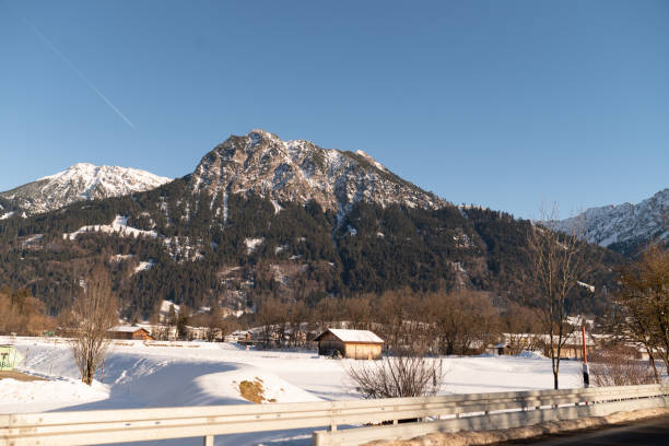 View of the Snow Covered Mountain Peaks and Forest in Germany