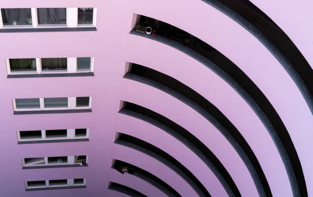 Germany, Berlin, Kreuzberg, August 13. 2024 - High angle view of modern residential building