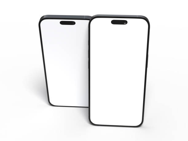 istock Realistic Smartphone with blank screens display isolated on background. Mobile phone digital mockups template for presentation branding, ads, banner, UI, UX interface, website, gadget presenting 2201441684