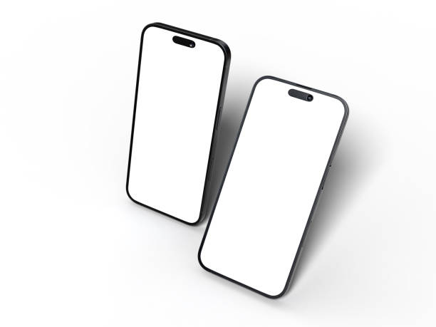 istock Realistic Smartphone with blank screens display isolated on background. Mobile phone digital mockups template for presentation branding, ads, banner, UI, UX interface, website, gadget presenting 2201441690