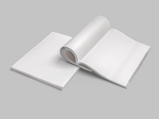 istock Open Magazine and Book cover with blank page mockup design isolated on background. Blank template for presentation a publication, notebook, catalogs, brochures, magazines, diary, journal, booklet 2201442543