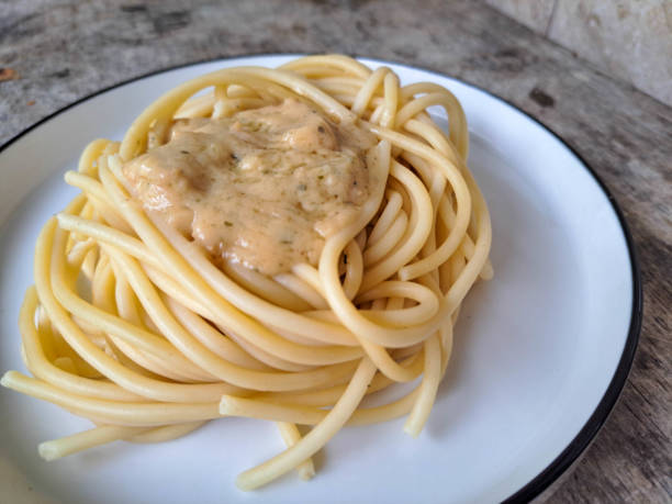 istock Serving Plate Of Spaghetti Carbonara On A Plate. Pasta Food Menu. 2201442600