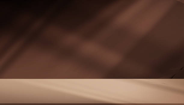 istock Background brown chocolate color.Studio background of shadow,light on 3d podium for product design,Autumn Abstract background texture of window light effect on wall and floor.Vector for Easter display 2201452052