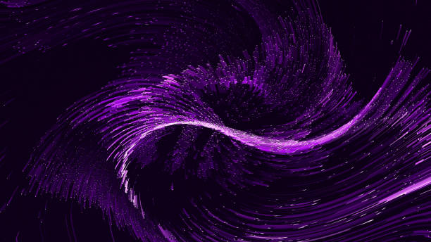 istock Abstract swirl lines purple color patterns on black background. Modern digital art. Neon lights. aesthetics backdrop. Bright stars. Business Tech card. Template. Big Data center. universe. Cosmic Void 2201462067