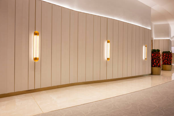 Background wall with decorative lights in the corridor