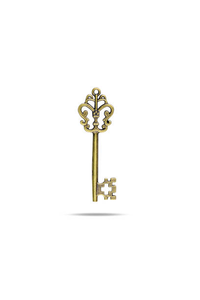 istock golden vintage key isolated on white background with clipping path. 2201471513