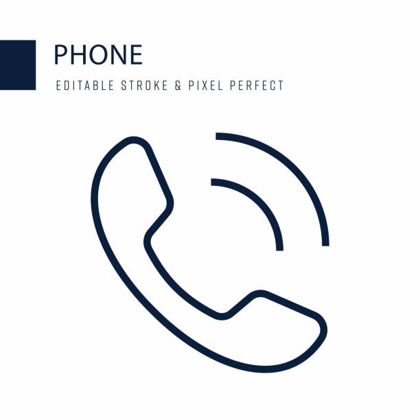 Phone Line Icon. Editable Stroke Vector Icon. Phone Line Icon. Editable Stroke Vector Icon. phone icon stock illustrations