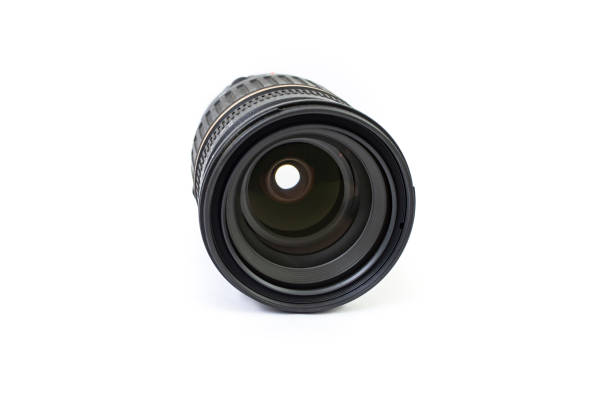 istock Black plastic photography wide angle camera lens isolated on white background 2201472990