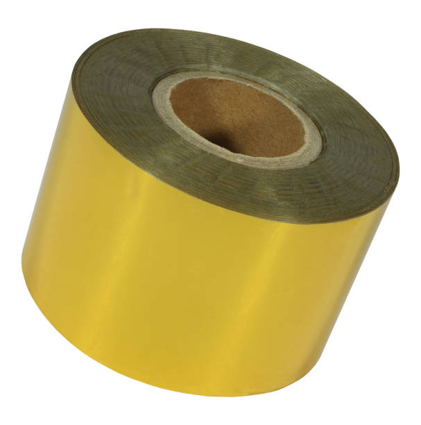 istock Golden duct tape isolated on white background 2201474112