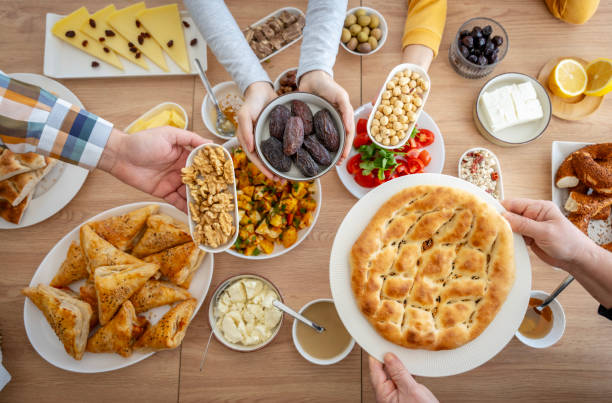 istock Turkish breakfast and Ramadan pita on the table for sahur meal or iftar meal 2201475000