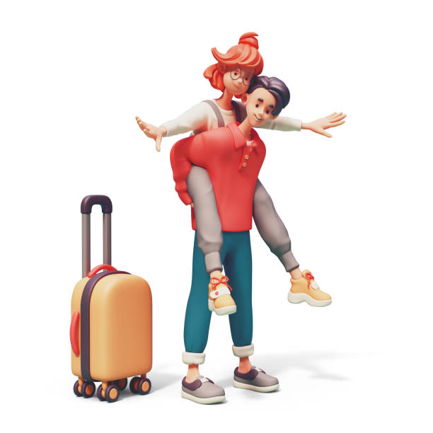 istock 3d render young happy man giving his cute kawaii smiling girlfriend piggyback ride. 2201475277
