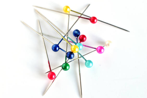 istock Sewing pins with colored heads. Close-up. 2201479769