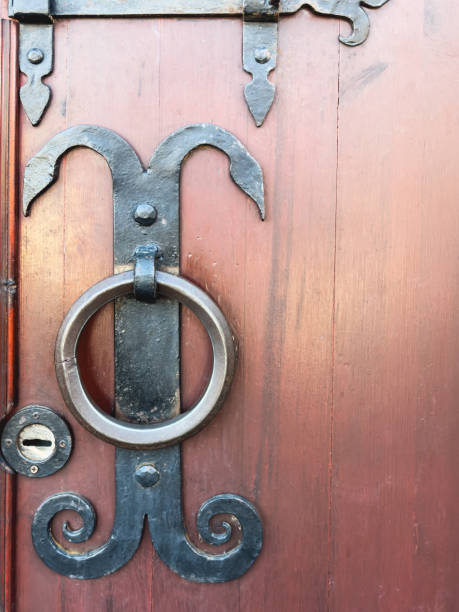 istock Antique forged door handle in the shape of a ring. 2201479874