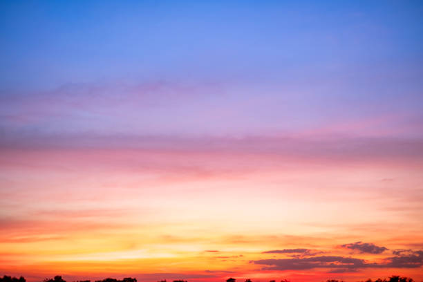 Beautiful , luxury soft gradient orange gold clouds and sunlight on the blue sky perfect for the background, take in evening,Twilight, Large size, high definition landscape photo