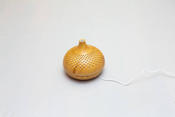 istock Wooden aroma diffuser with essential oils spreading pleasant smell in the air 2201484623