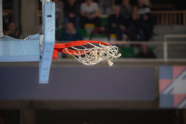 A basketball ball during a basketball game
