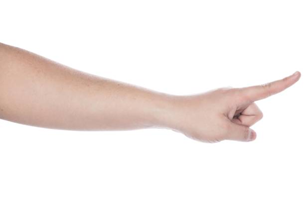 a hand with the index finger pointing to the right