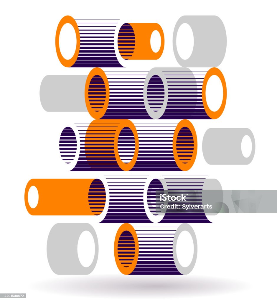 Cylinders Pattern Vector Abstract 3d Isometric Background Geometric ...