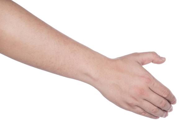 An outstretched hand with the palm facing upwards