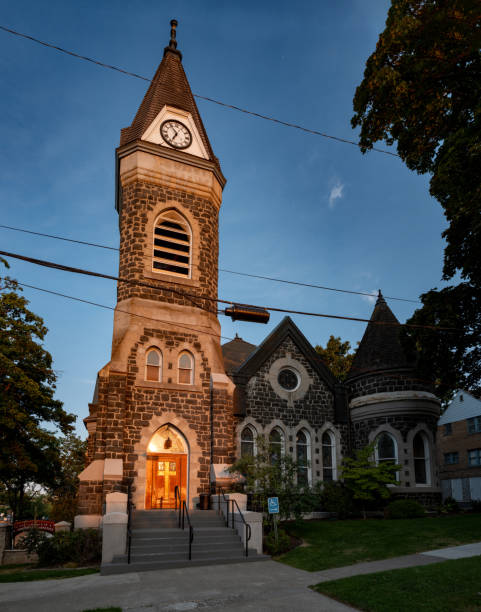 istock Old Church in Moscow Idaho with modern power lines 2201511351