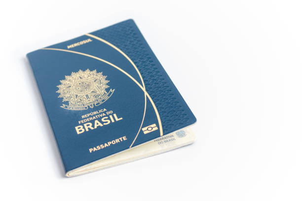 istock Brazilian passport isolated on white background with copy space. 2201512150
