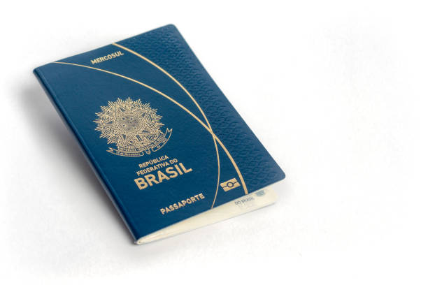 istock Brazilian passport isolated on white background with copy space. 2201512158