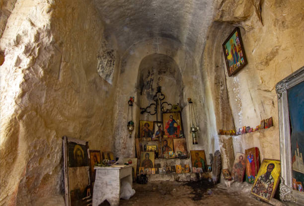 istock Ancient Cave Shrine with Religious Icons on the Fruska gora mountain 2201517112