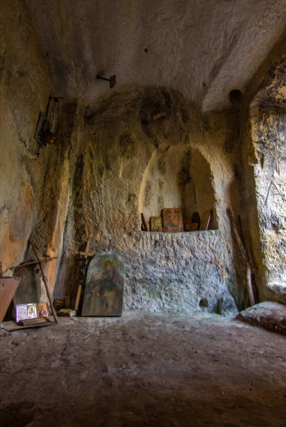istock Ancient Cave Shrine with Religious Icons on the Fruska gora mountain 2201517114