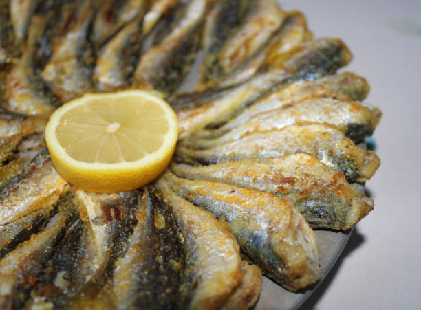 istock Fried fishes in plate 2201518003