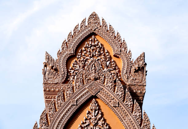 istock Buddhist temple frieze decorated with characteristic elements 2201521467