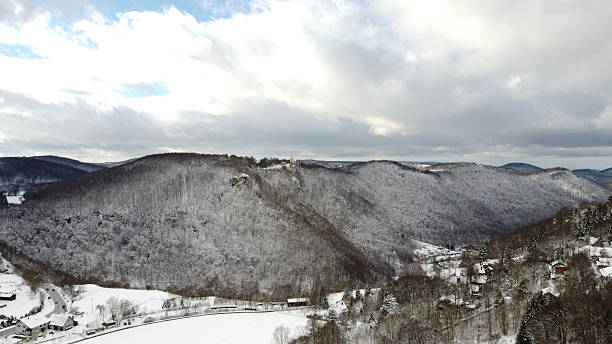 istock Lichtenstein, Germany: Aerial winter photo 2201522376