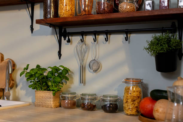 istock A warm and cozy kitchen filled with fragrant herbs and jars of various ingredients 2201522701