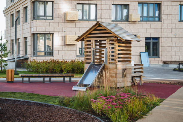 Colorful outdoor playground in park
