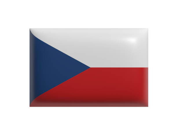 Czech Republic flag isolated on a white background. Cartoon design icon. 3d rendering. Flat lay