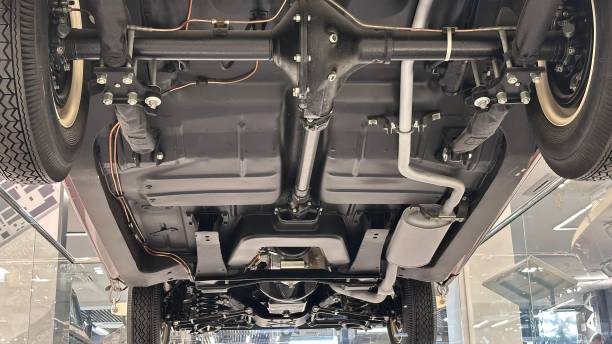 istock A car's undercarriage is shown in a museum. 2201528523