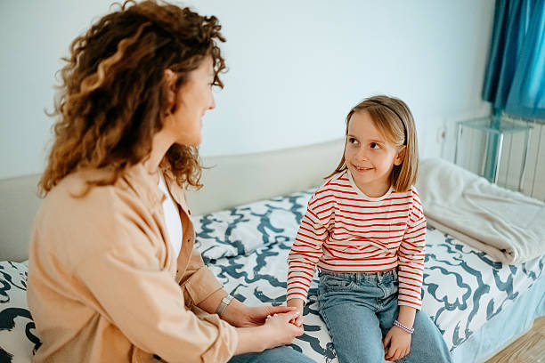 istock Mother and daughter are talking. 2201529429
