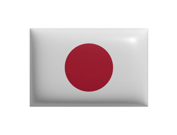 Japan flag isolated on a white background. Cartoon design icon. 3d rendering. Flat lay