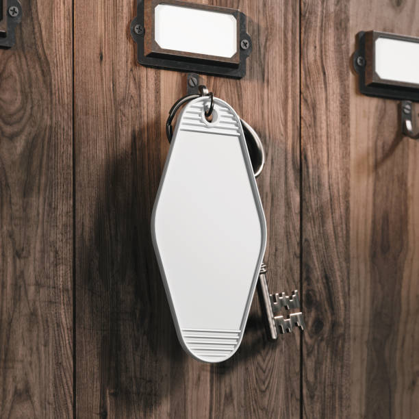 A simple household detail of a key hanging from a wardrobe or closet lock.