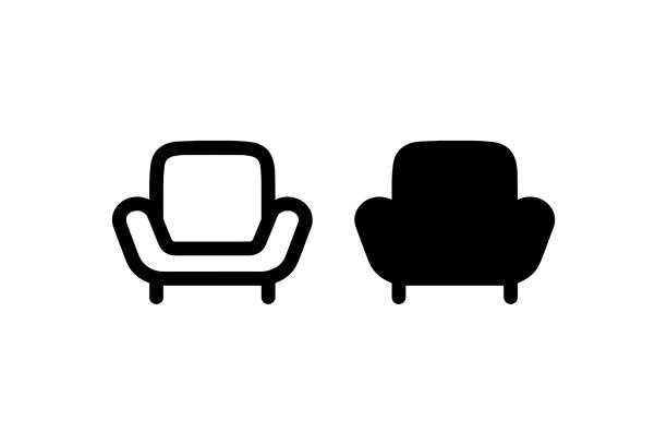 stockillustraties, clipart, cartoons en iconen met minimalist armchair icon in outline and solid vector - sofa