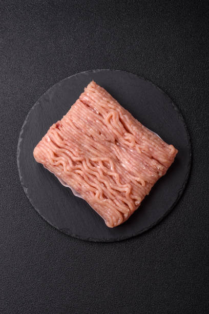 istock Raw minced chicken with salt, spices and herbs 2201545053