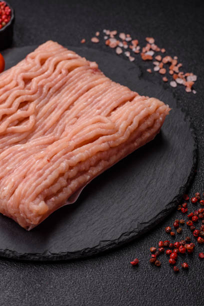 istock Raw minced chicken with salt, spices and herbs 2201545223