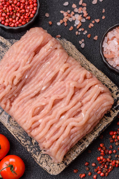 istock Raw minced chicken with salt, spices and herbs 2201545367