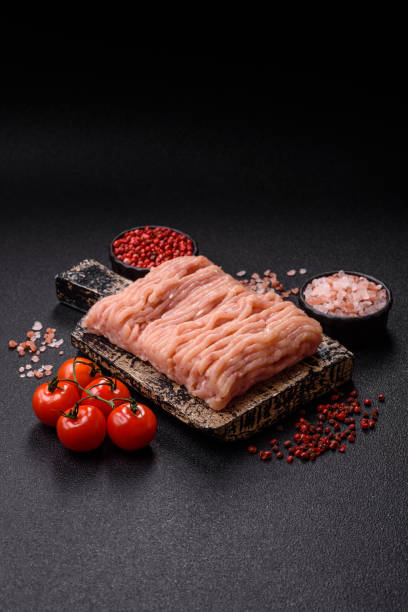 istock Raw minced chicken with salt, spices and herbs 2201545529