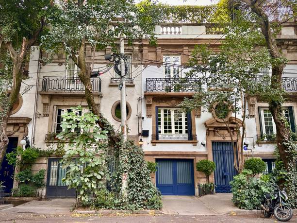 Lush Historic Apartment with Greenery (Mexico City, Mexico) stock photo