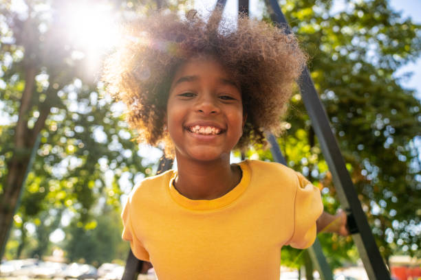 istock Young Girl’s Pure Joy Captured on a Bright Playground Day 2201555003