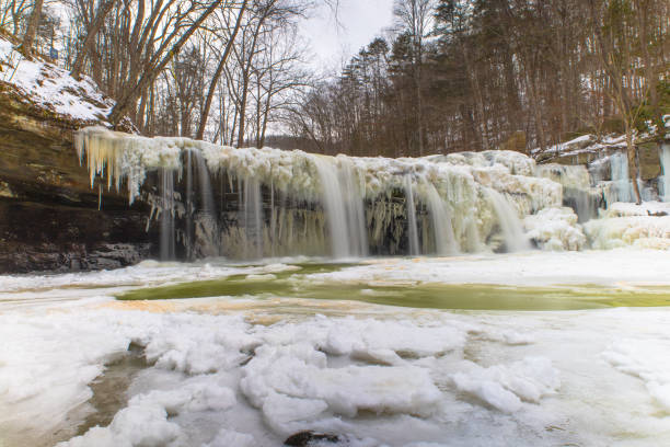 istock Brush Creek Falls frozen in winter 2201567190