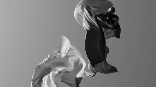 istock 3d rendering. Abstract crumpled textile cloth isolated on neutral background 2201569959