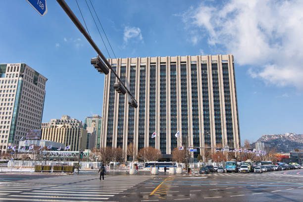 Seoul, Korea - February 7th 2025, It is the Government Complex Seoul Building at Gwanghwamun Square in Jongno-gu, Downtown Seoul Korea. 서울 정부서울청사 광화문광장